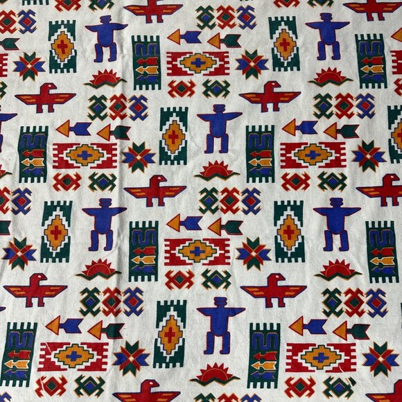 Vintage Aztec Southwestern Blanket 1990s Full Size Owen USA Retro Bedding - Picture 2 of 7